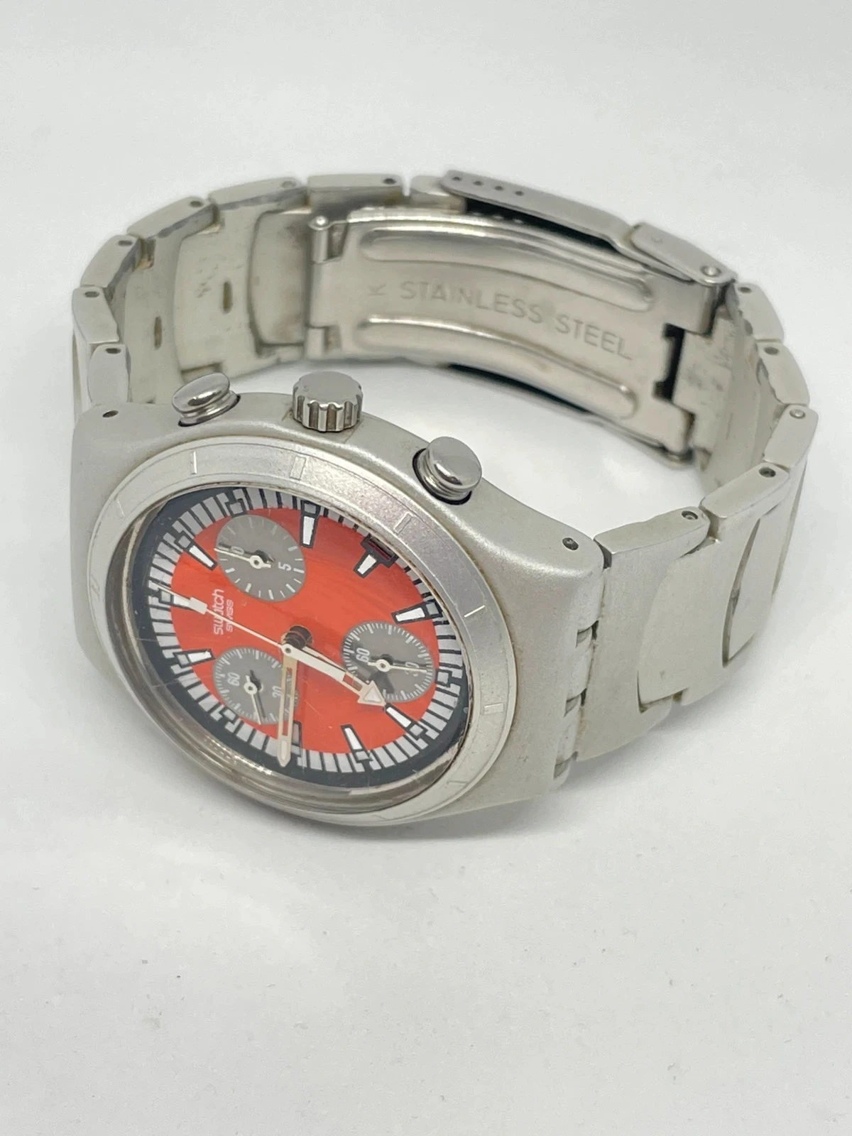 Relógio Swatch Irony Chrono Athens 2004 | Edição Olimpíadas, mostrador laranja, Japão vintage – photo 2